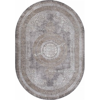 Классический ковер дизайн 93 Коричневый с серым овал